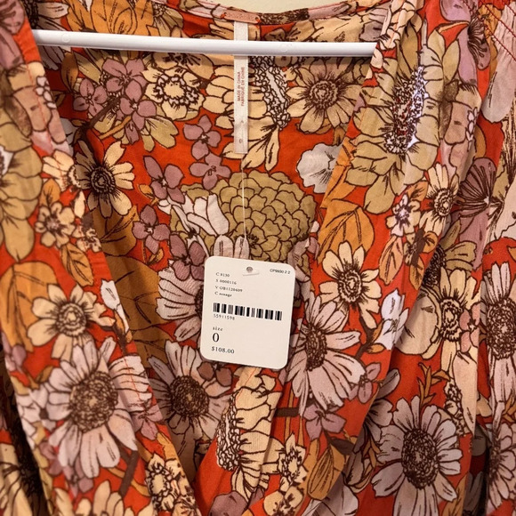 NWT Free People Under Wraps Mini Dress Warm Orange Combo Size 0 - Picture 10 of 11